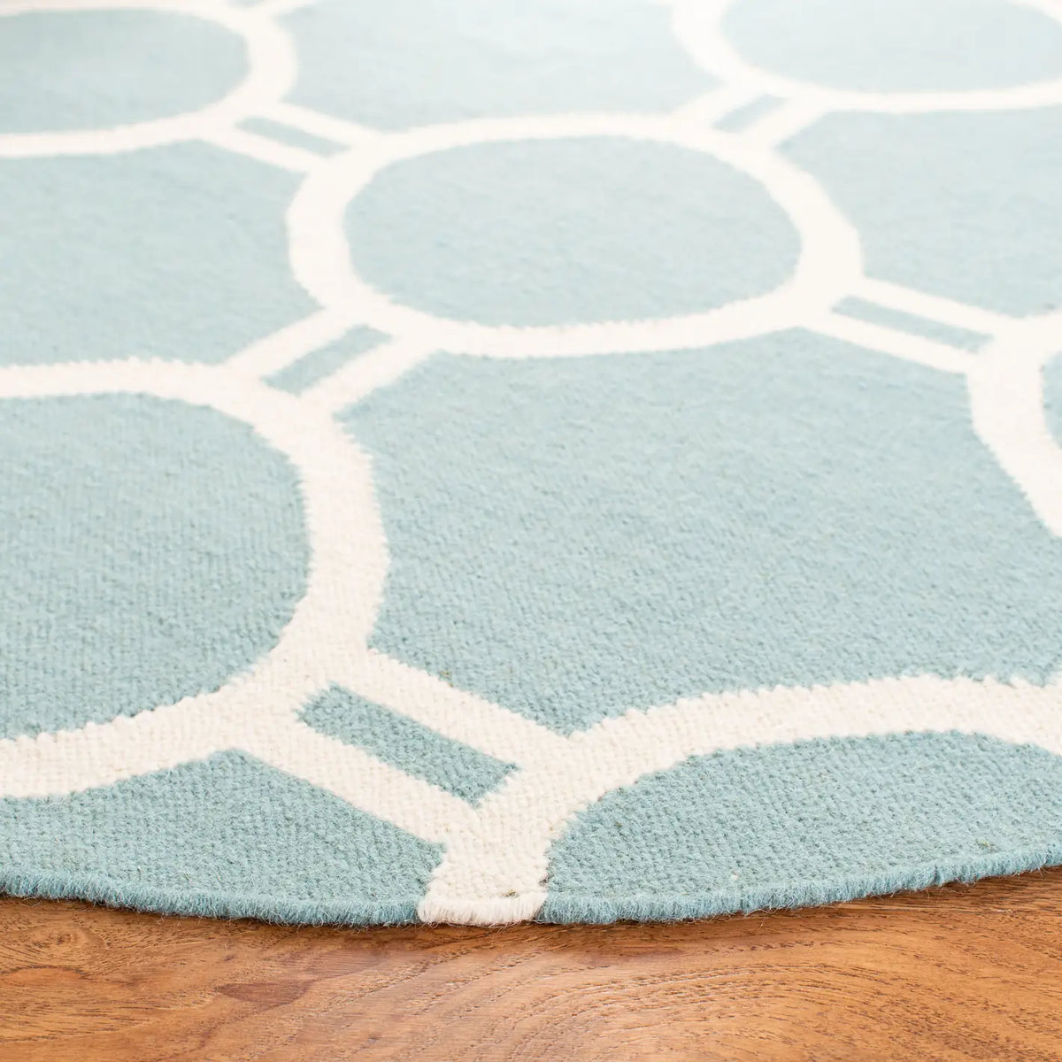 Safavieh Dhurries 6'-0" x 6'-0" Rug in Light Blue / Ivory