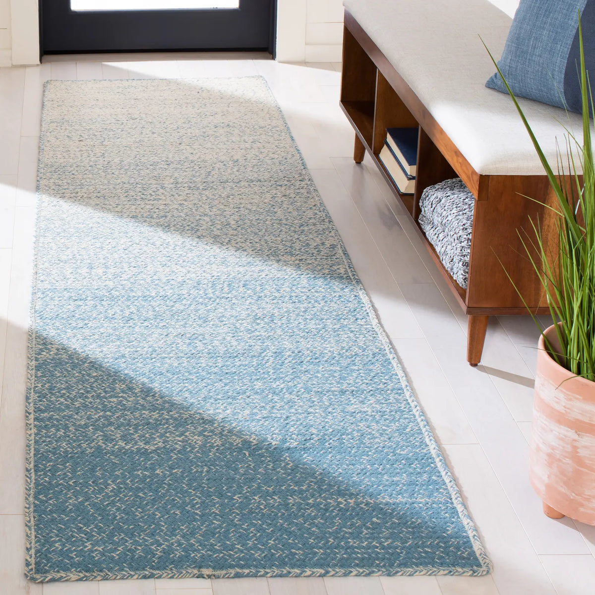 Safavieh Natural Fiber 2'-3" x 8'-0" Rug in Natural / Light Blue