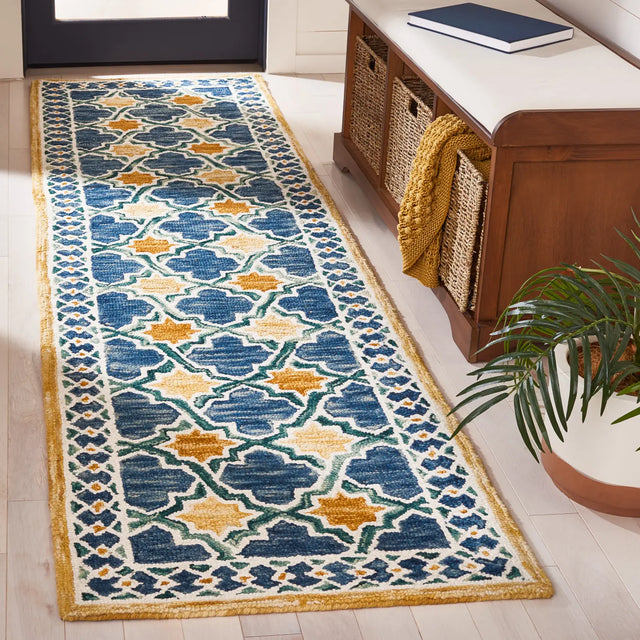 Safavieh Aspen 2'-3" x 9'-0" Rug in Navy / Yellow
