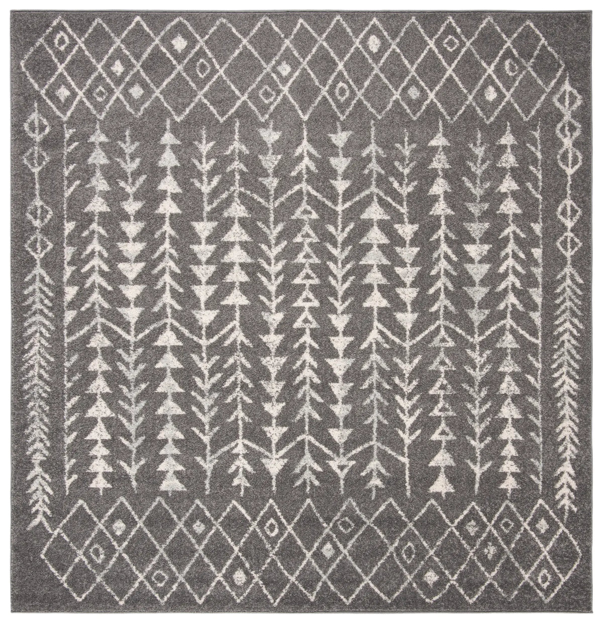 Safavieh Tulum 6'-7" x 6'-7" Rug in Dark Grey / Ivory