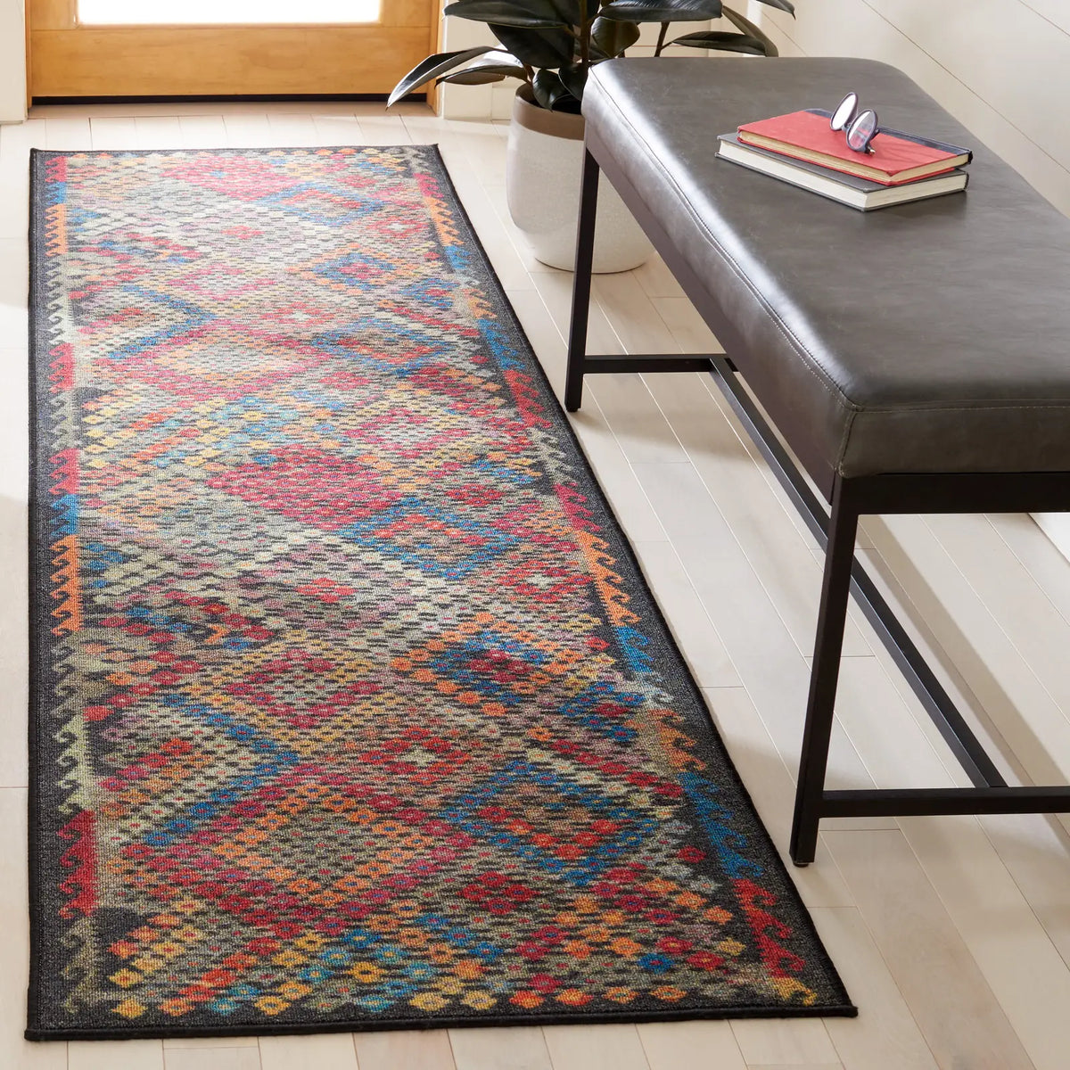 Safavieh Journey 2'-2" x 9'-0" Rug in Charcoal / Red