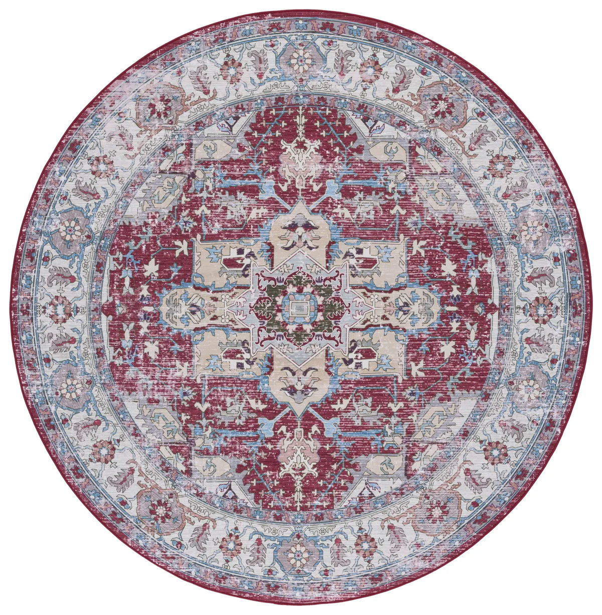 Safavieh Tucson 6'-0" x 6'-0" Rug in Burgundy / Beige