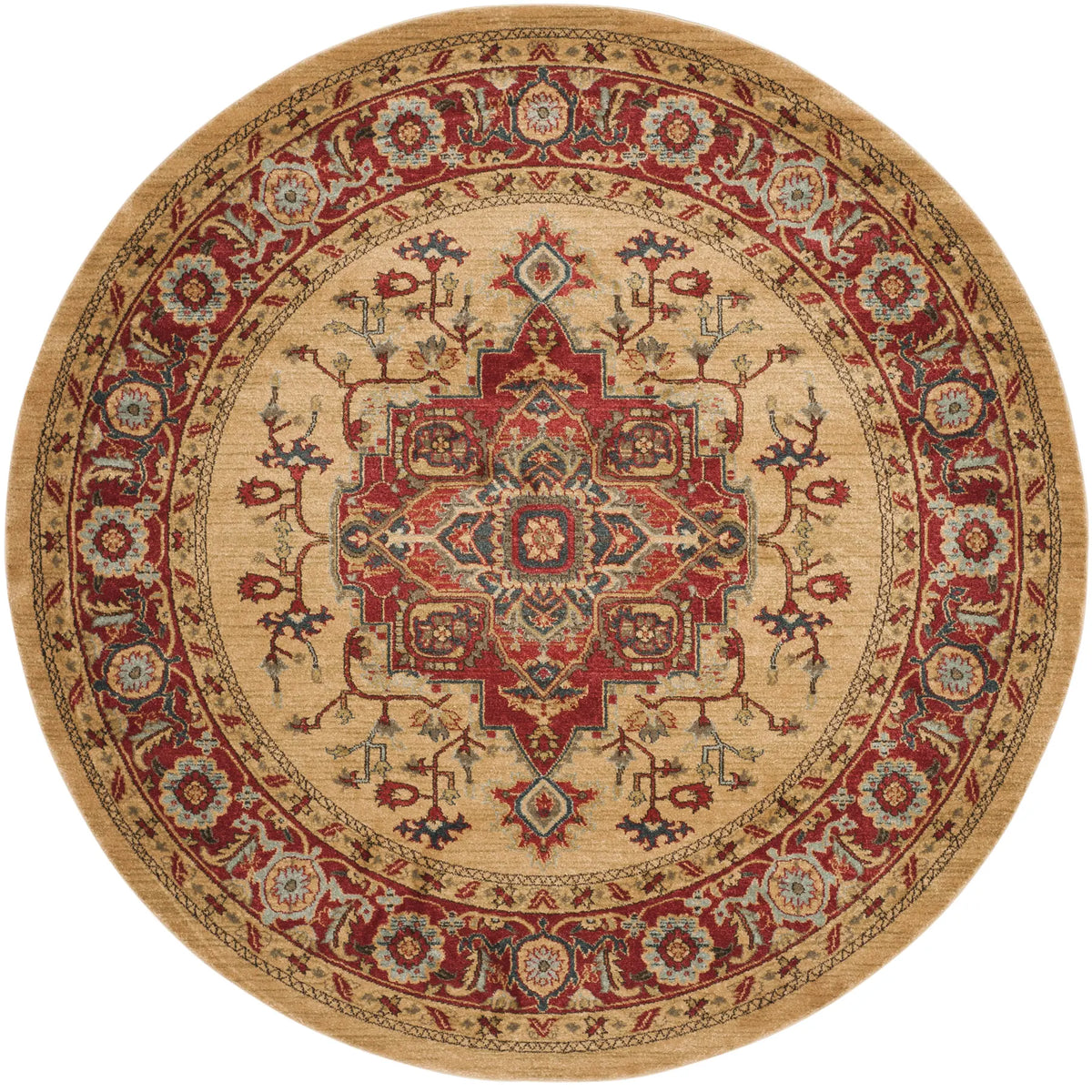 Safavieh Mahal 6'-7" x 6'-7" Rug in Red / Natural