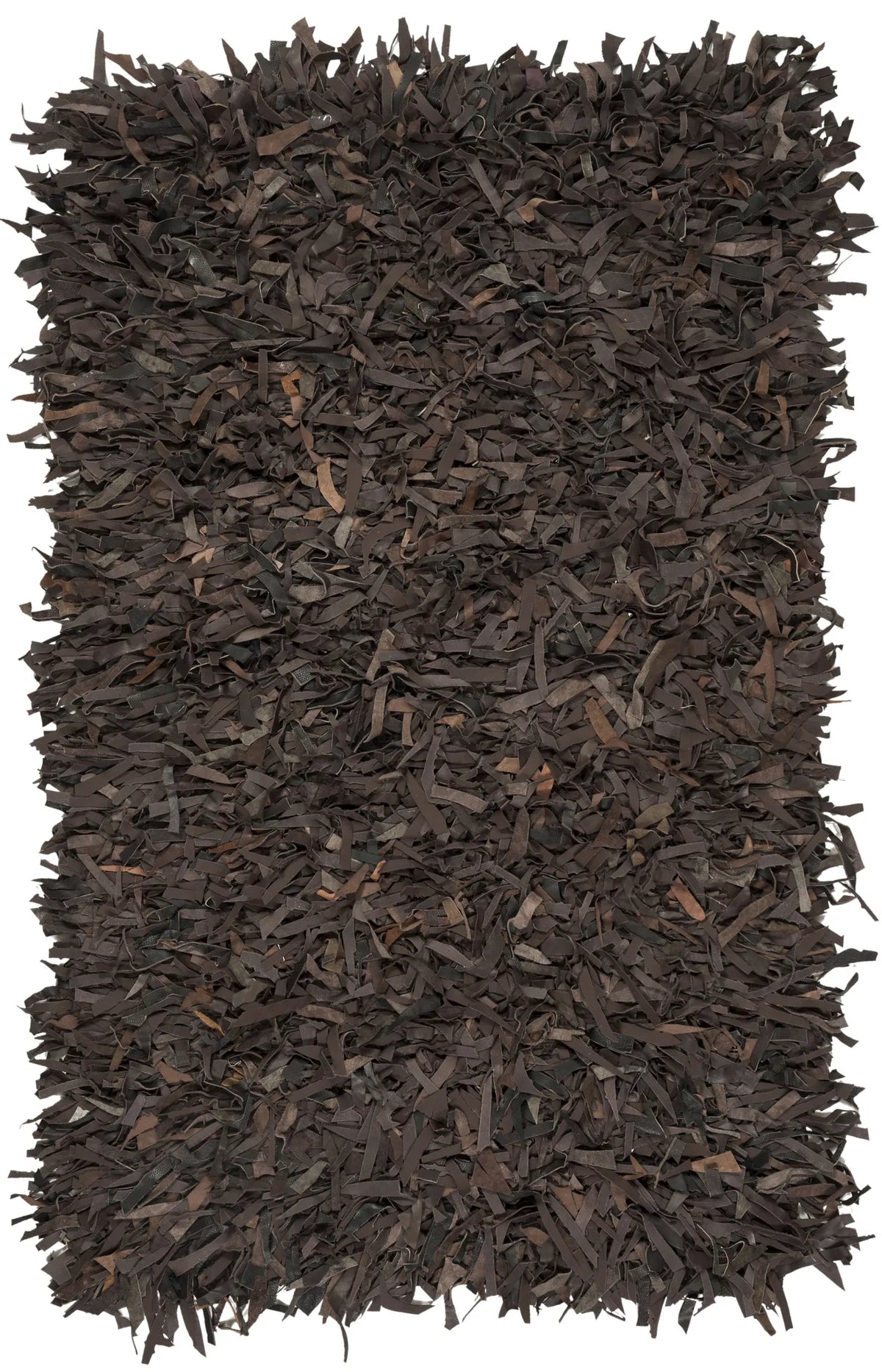 Safavieh Leather Shag 2'-0" x 3'-0" Rug in Dark Brown