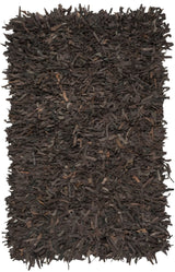 Safavieh Leather Shag 2'-0" x 3'-0" Rug in Dark Brown