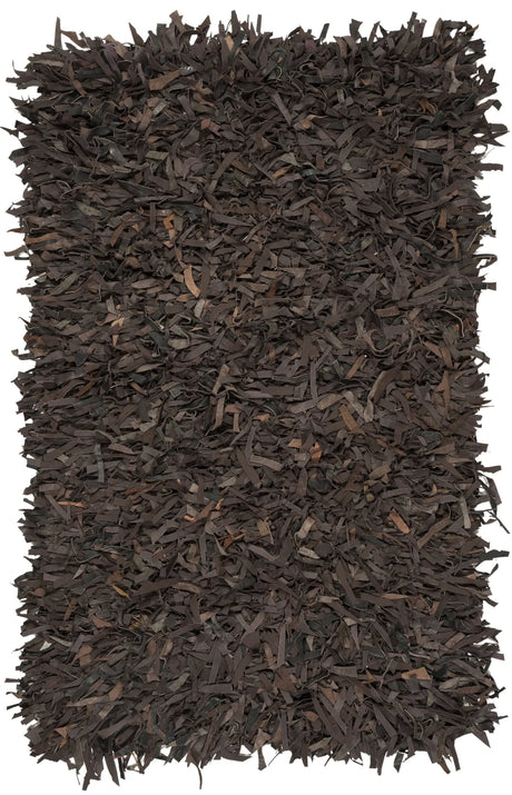 Safavieh Leather Shag 2'-0" x 3'-0" Rug in Dark Brown