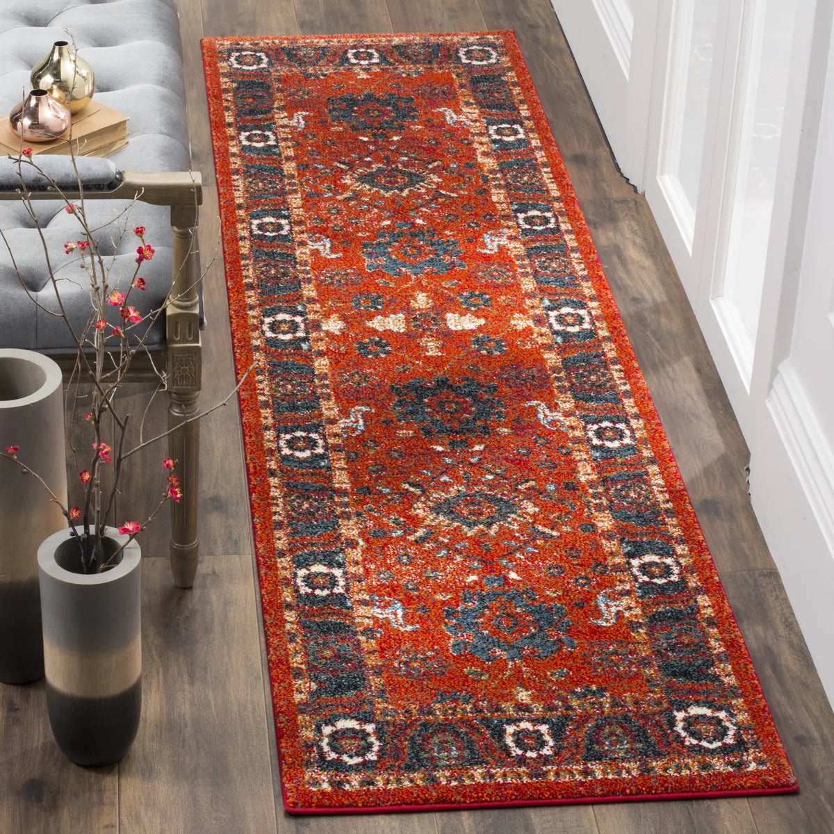 Safavieh Vintage Hamadan 2'-3" x 8'-0" Rug in Orange / Blue
