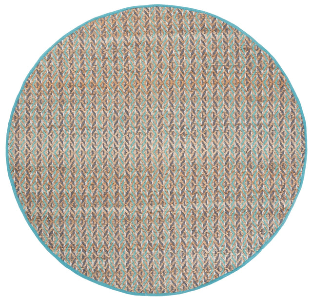 Safavieh Natural Fiber 7'-0" x 7'-0" Rug in Natural / Teal