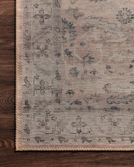 Loloi Hathaway Hth-06 Blush/Multi Rugs - corner on wood