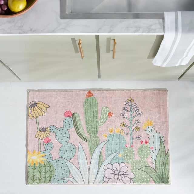 Safavieh Door And Kitchen Mat 2'-3" x 3'-9" Rug in Pink / Green