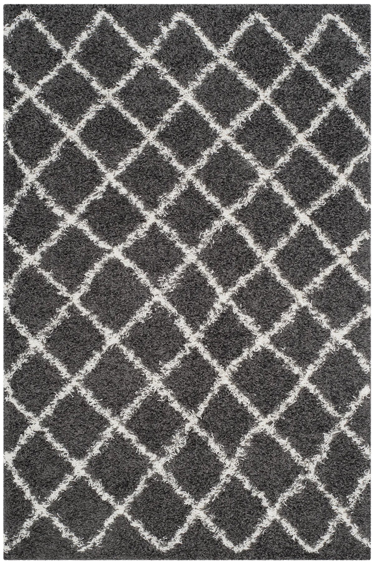 Safavieh Sgd-Dallas Shag 4'-0" x 6'-0" Rug in Dark Grey / Ivory