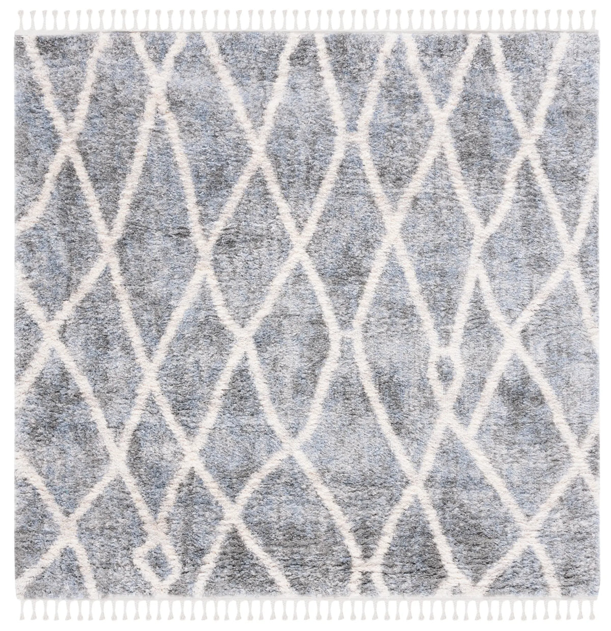 Safavieh Berber Fringe Shag 6'-7" x 6'-7" Rug in Dark Grey / Cream