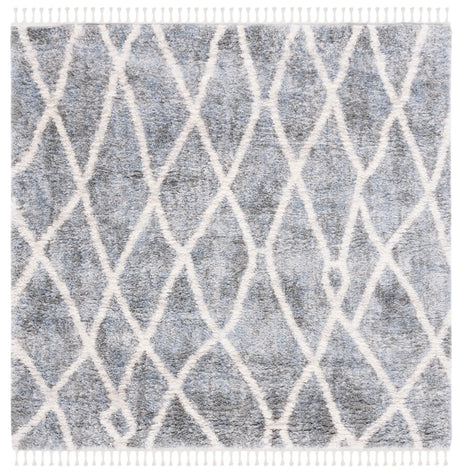 Safavieh Berber Fringe Shag 6'-7" x 6'-7" Rug in Dark Grey / Cream