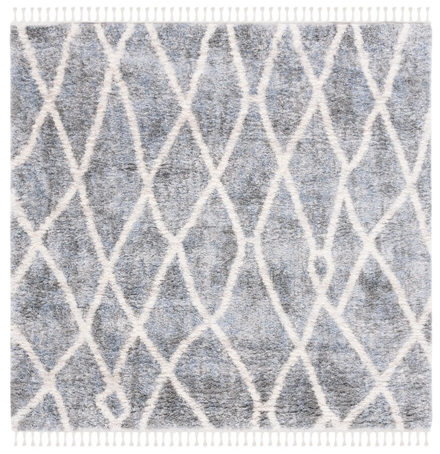 Safavieh Berber Fringe Shag 6'-7" x 6'-7" Rug in Dark Grey / Cream