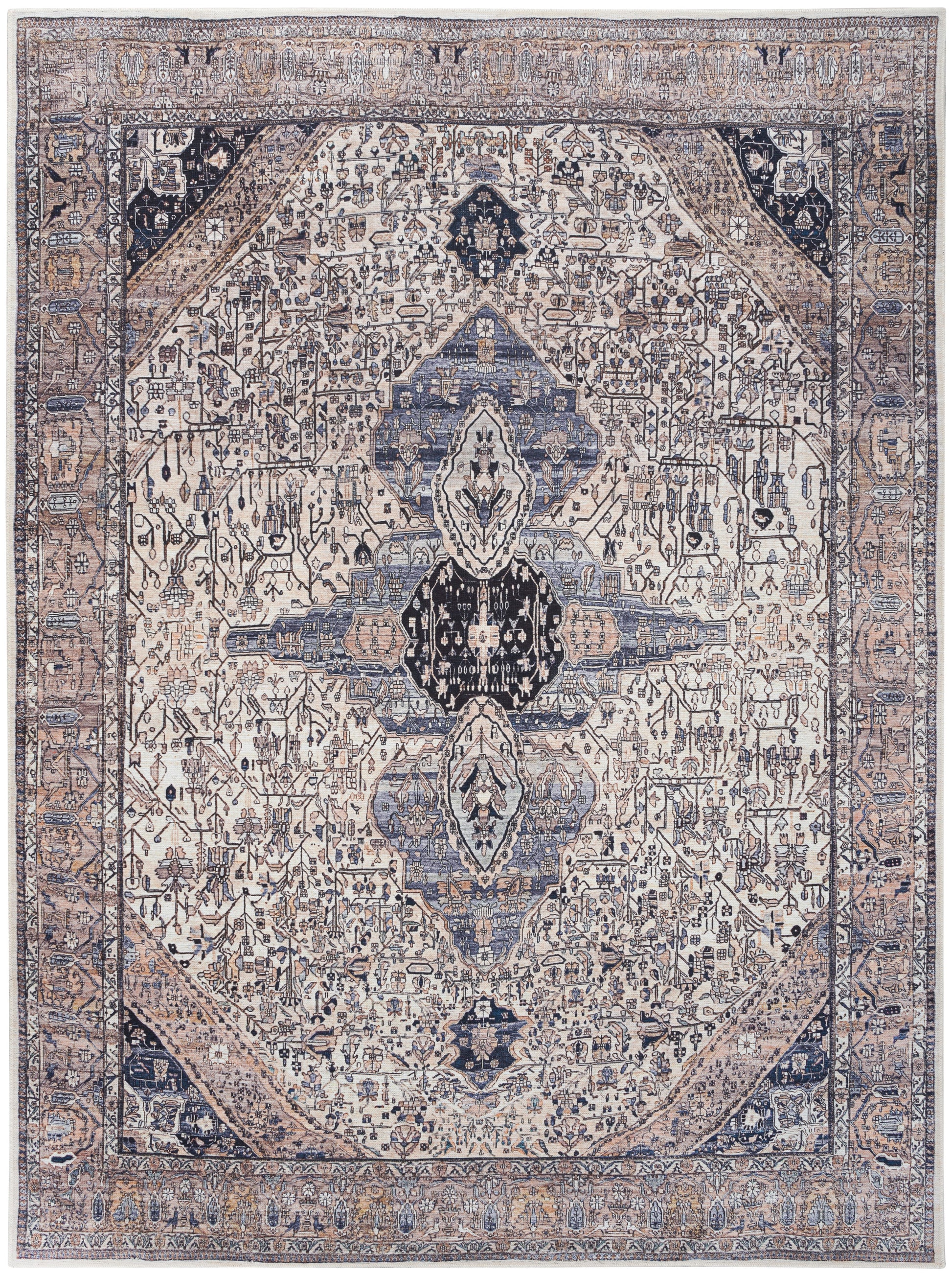 Nourison Grand Washables Grw05 Ivory Blue Area Rug