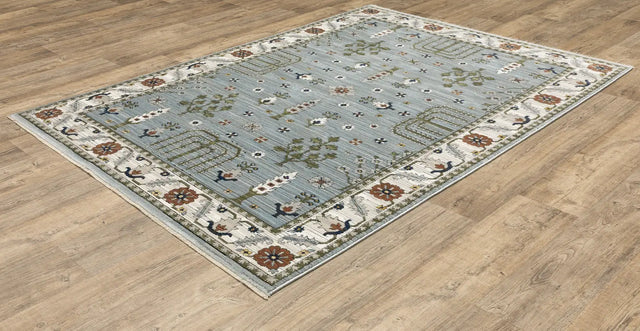 Oriental Weavers Sphinx KEIRA KEI06 Blue Floral Rugs - angle detail