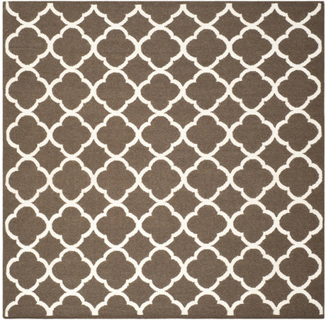 Safavieh Dhurries 7'-0" x 7'-0" Rug in Brown / Ivory