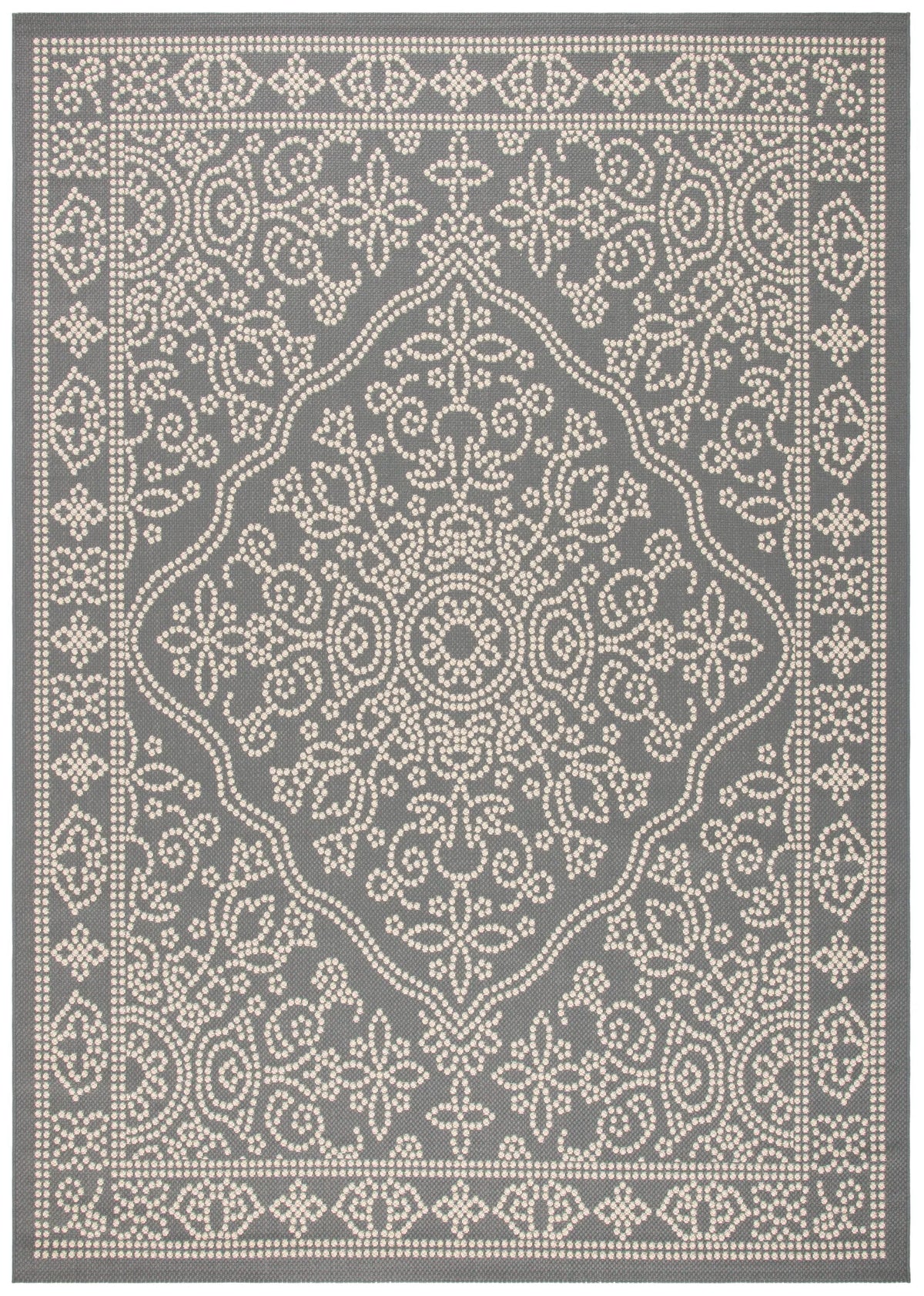 Safavieh Courtyard 8'-0" x 11'-0" Rug in Anthracite / Beige