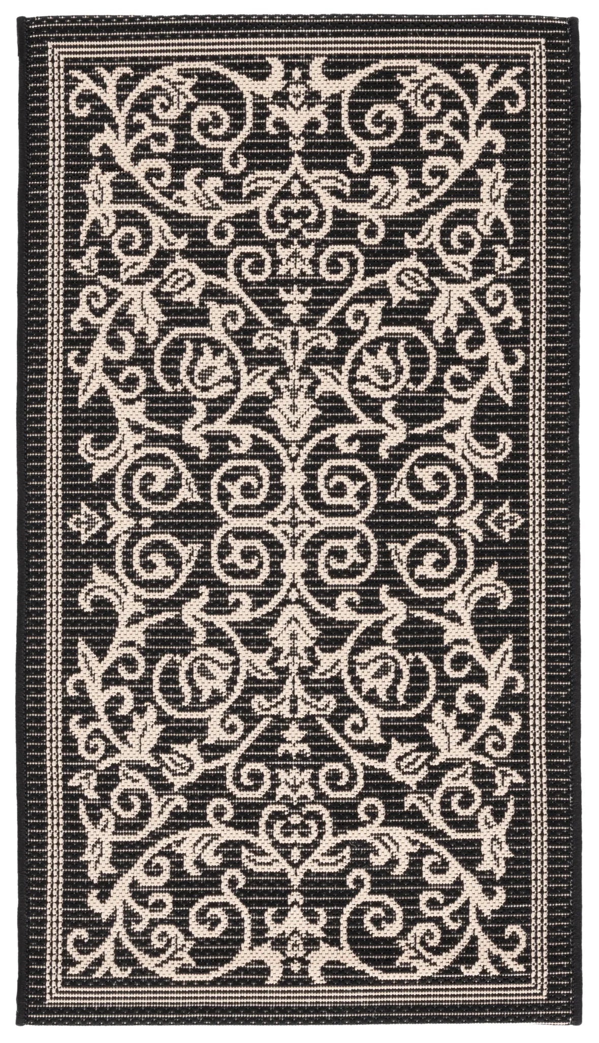 Safavieh Courtyard 2'-0" x 3'-7" Rug in Black / Sand