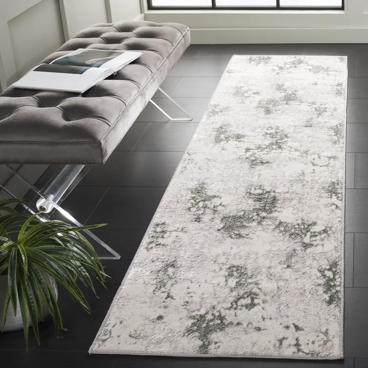 Safavieh Orchard 2'-2" x 8'-0" Rug in Grey / Green