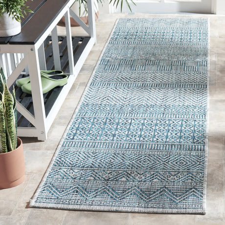 Safavieh Courtyard 2'-3" x 8'-0" Rug in Grey / Teal