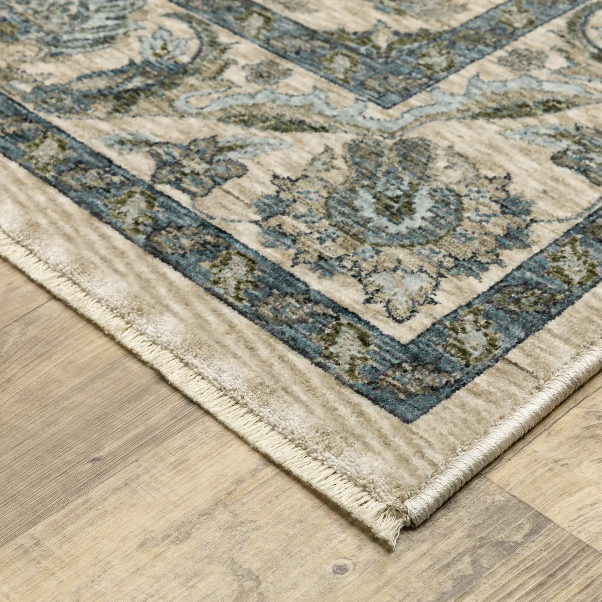 Oriental Weavers Sphinx Aberdeen 070I1 Beige/ Blue Rug - corner detail