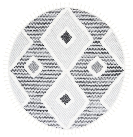 Safavieh Moroccan Tassel Shag 6'-7" x 6'-7" Rug in Grey / Ivory
