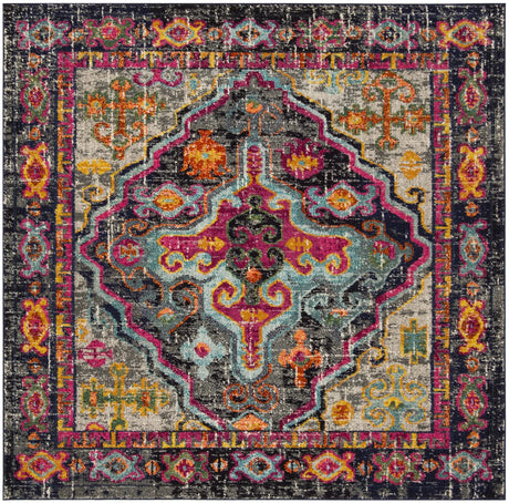 Safavieh Monaco 6'-7" x 6'-7" Rug in Grey / Fuchsia