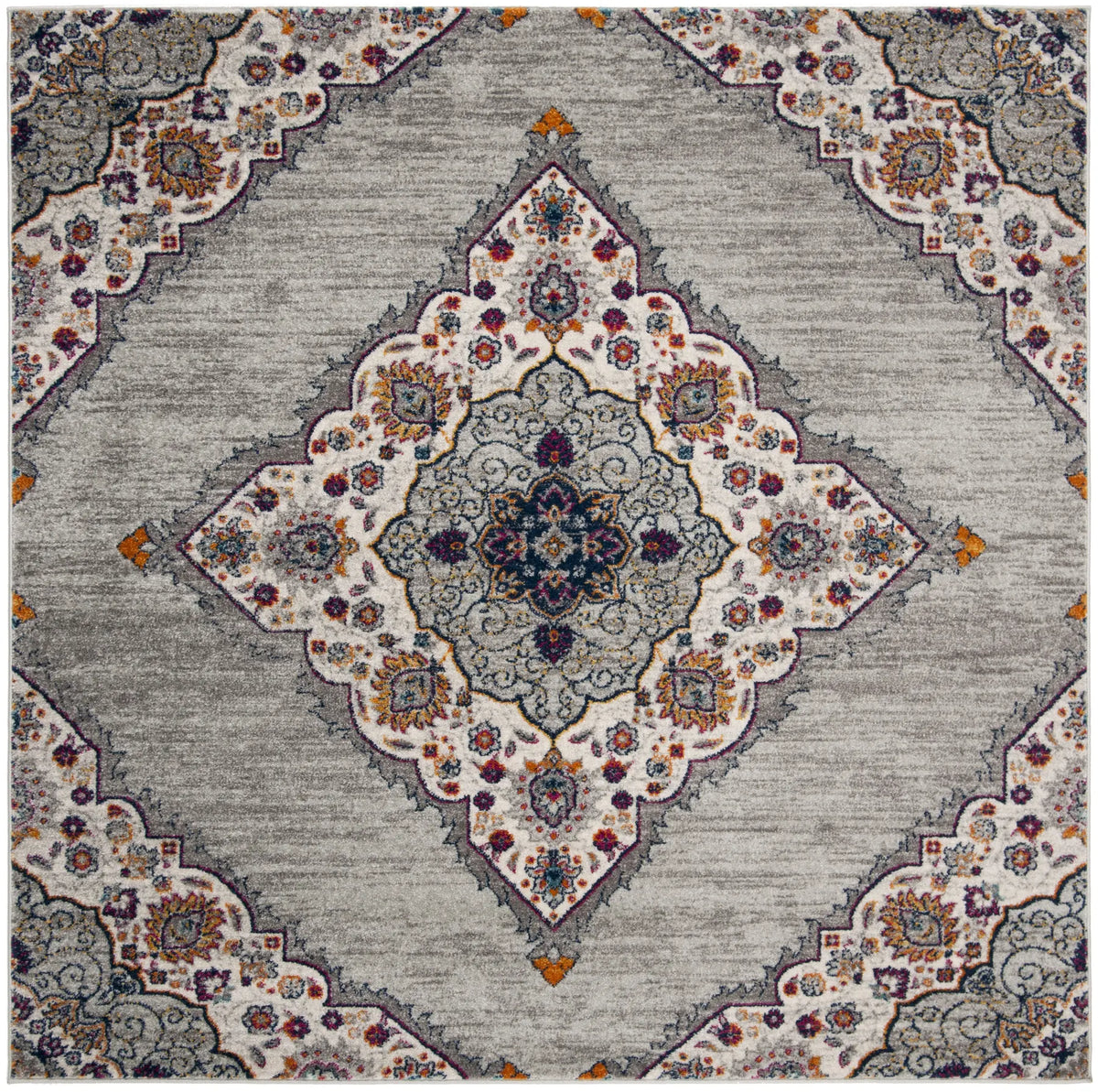 Safavieh Madison 6'-7" x 6'-7" Rug in Light Grey / Fuchsia