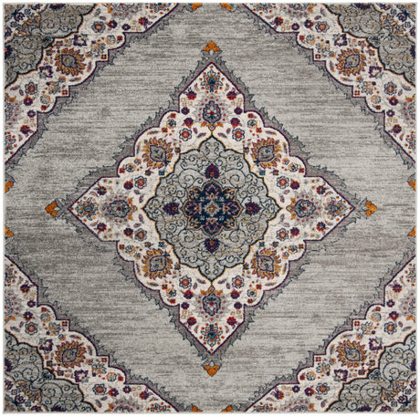 Safavieh Madison 6'-7" x 6'-7" Rug in Light Grey / Fuchsia
