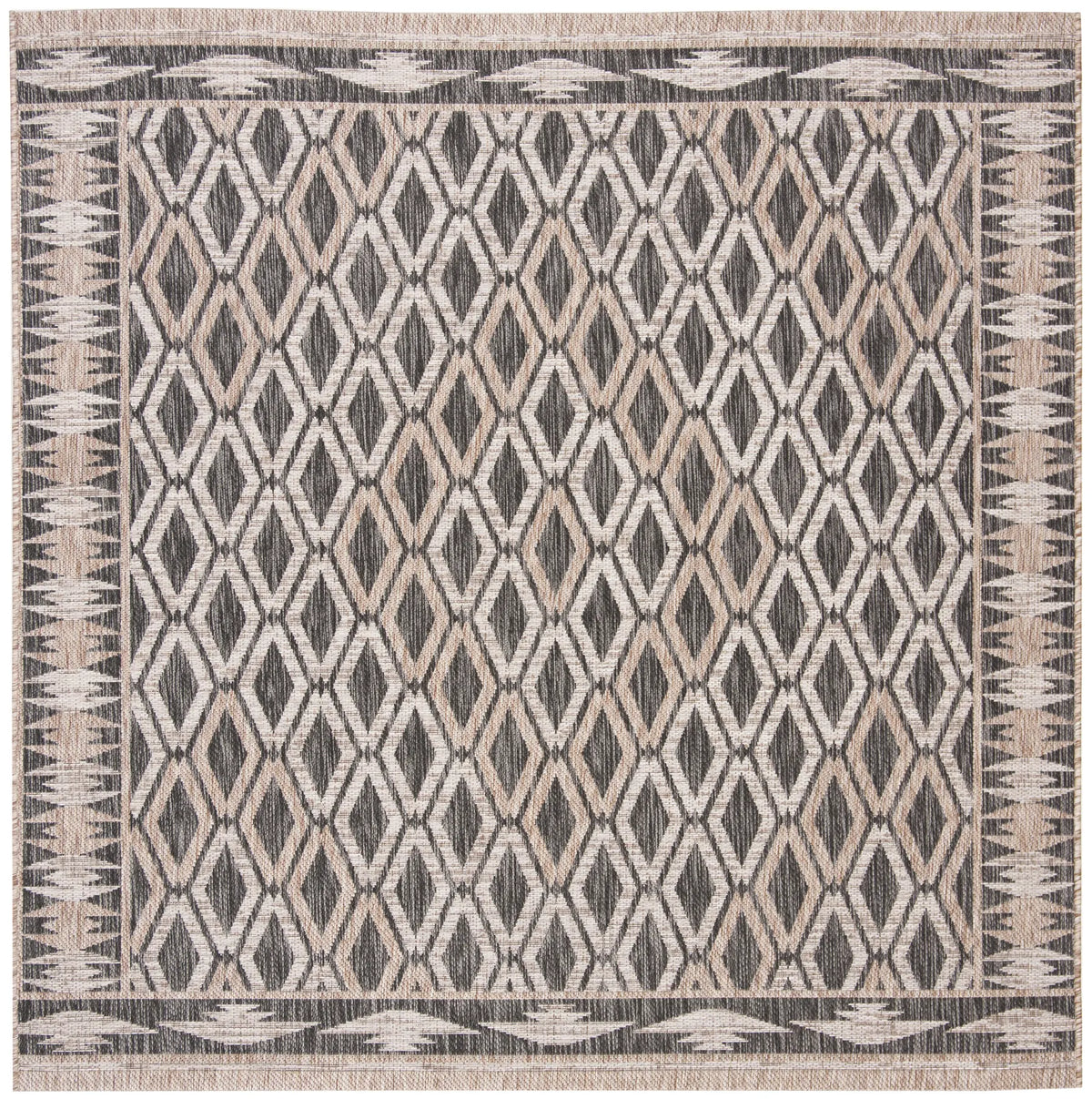 Safavieh Courtyard 6'-7" x 6'-7" Rug in Black / Natural