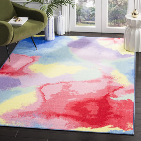 Safavieh Paint Brush 4'-4" x 6'-0" Rug in Fuchsia / Yellow