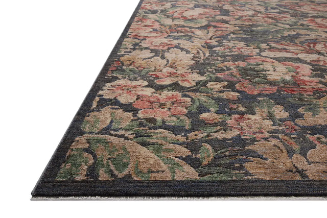 Loloi Winchester WNC-07 Traditional Power Loomed Midnight, Blush Rug - rug corner