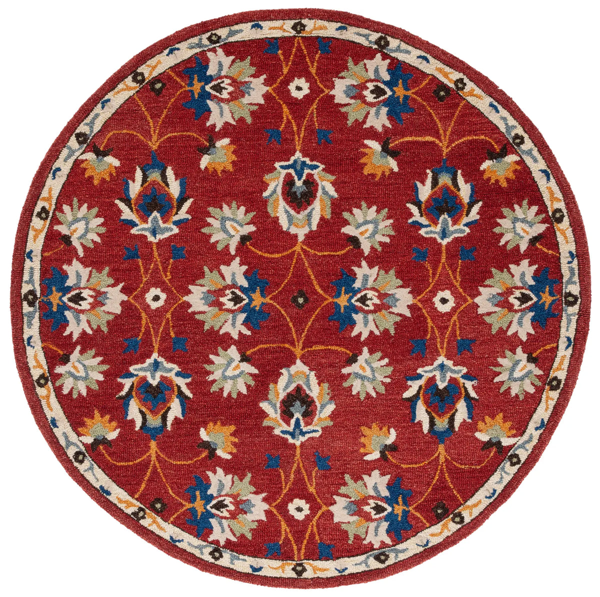 Safavieh Micro-Loop 5'-0" x 5'-0" Rug in Rust / Blue