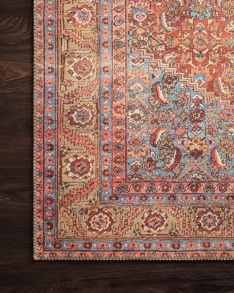 Loloi Loren Lq-06 Red / Multi Rugs - corner on wood