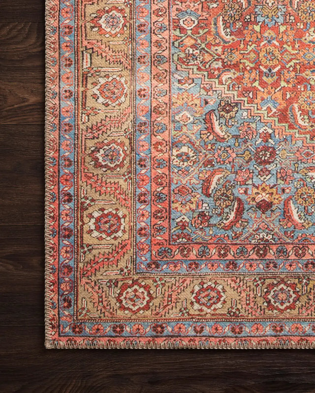 Loloi Loren Lq-06 Red / Multi Rugs - corner on wood