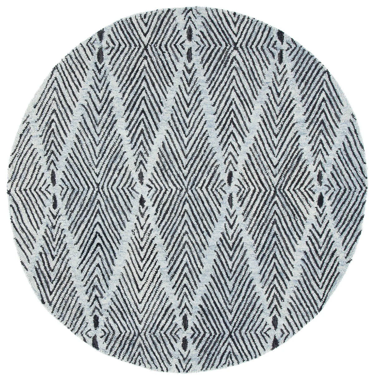 Safavieh Micro-Loop 5'-0" x 5'-0" Rug in Light Blue / Charcoal