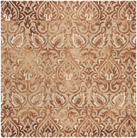 Safavieh Dip Dye 7'-0" x 7'-0" Rug in Copper / Beige