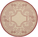 Safavieh Courtyard 5'-3" x 5'-3" Rug in Natural / Red