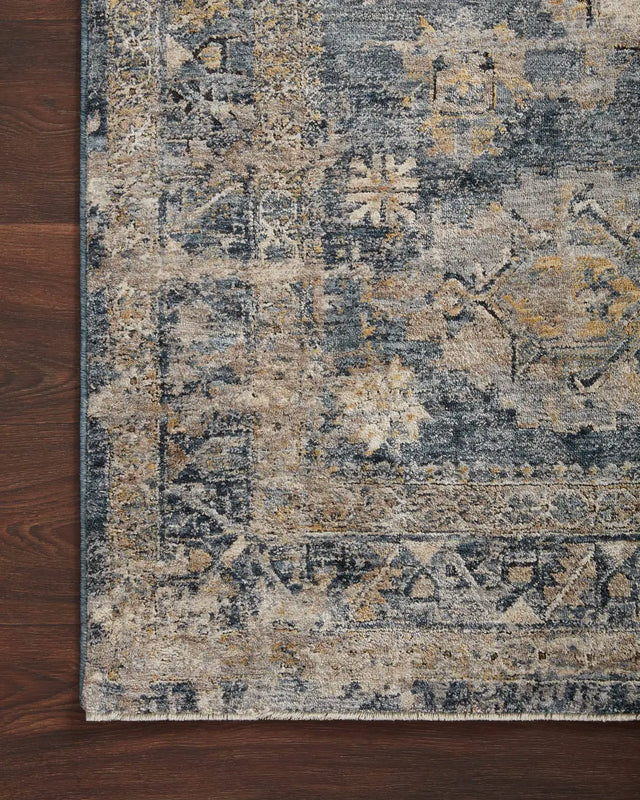Loloi Gaia Gaa-02 Denim/Taupe Rugs - corner on wood