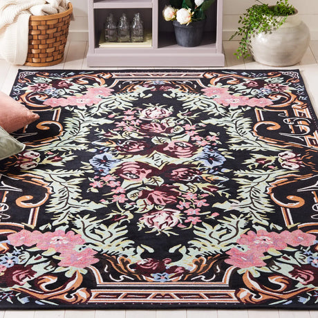 Safavieh Easy Care 4'-0" x 6'-0" Rug in Black / Pink