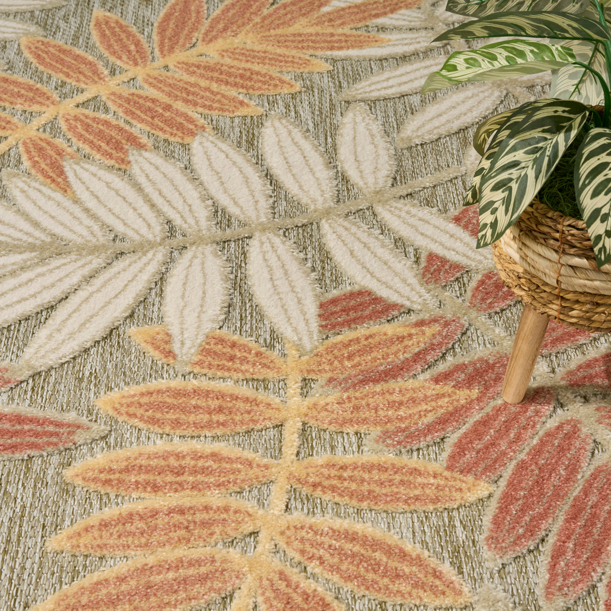 Nourison Aloha ALH18 Machine Made Sage, Rose Rug