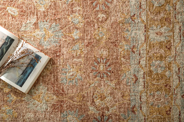 Loloi Julian Ji-04 Terracotta / Gold Rugs - styled aerial 1