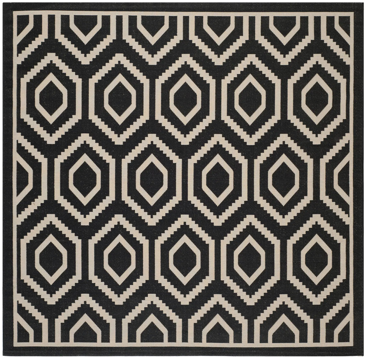 Safavieh Courtyard 6'-7" x 6'-7" Rug in Black / Beige