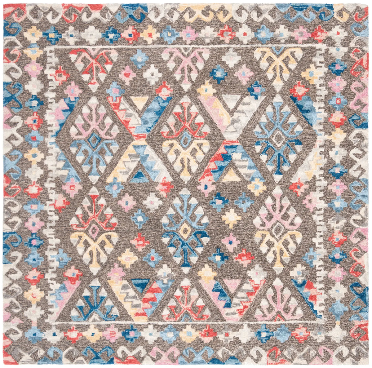 Safavieh Micro-Loop 5'-0" x 5'-0" Rug in Grey / Blue