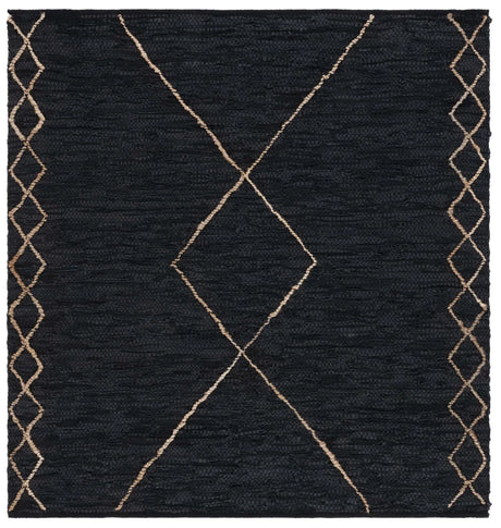 Safavieh Vintage Leather 6'-0" x 6'-0" Rug in Black / Natural