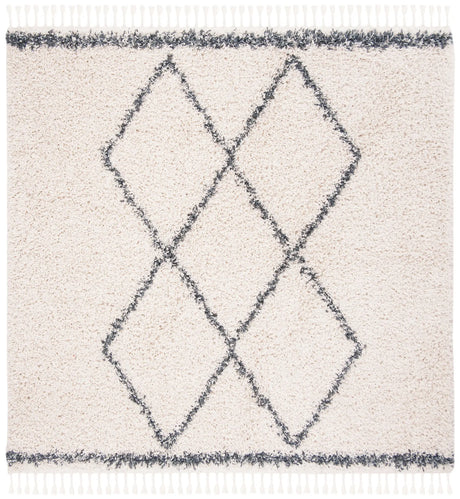 Safavieh Pro Lux Shag 400 6'-7" x 6'-7" Rug in Cream / Blue