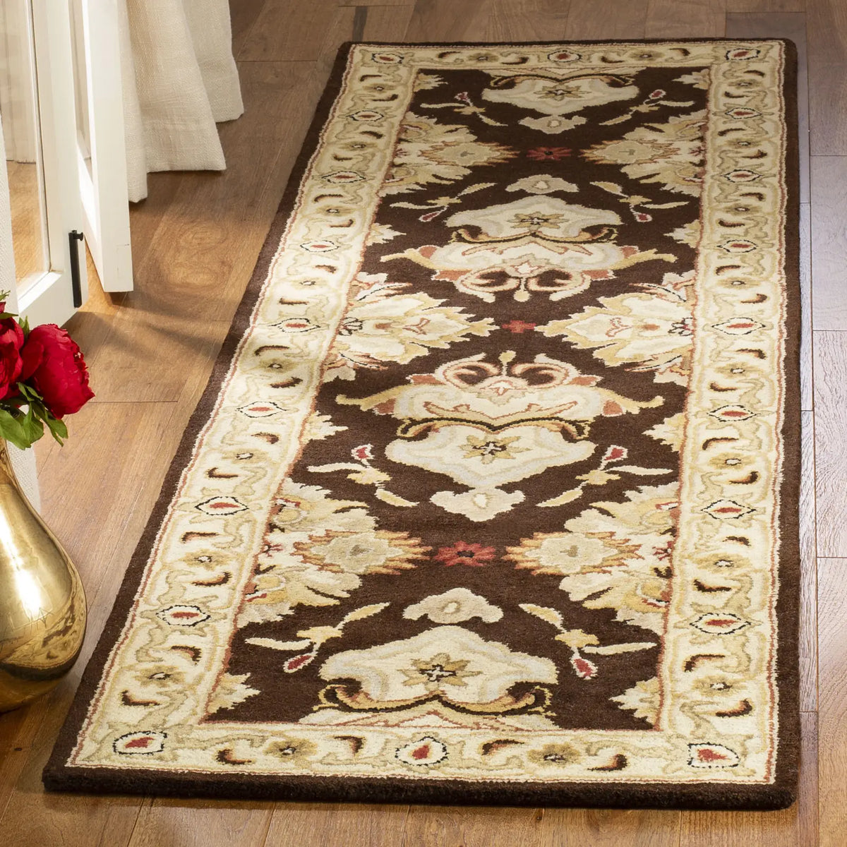 Safavieh Heritage 2'-3" x 10'-0" Rug in Espresso / Ivory