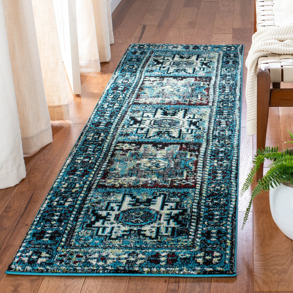 Safavieh Vintage Hamadan 2'-3" x 10'-0" Rug in Light Blue / Black