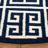 Safavieh Dhurries 7'-0" x 7'-0" Rug in Navy / Ivory